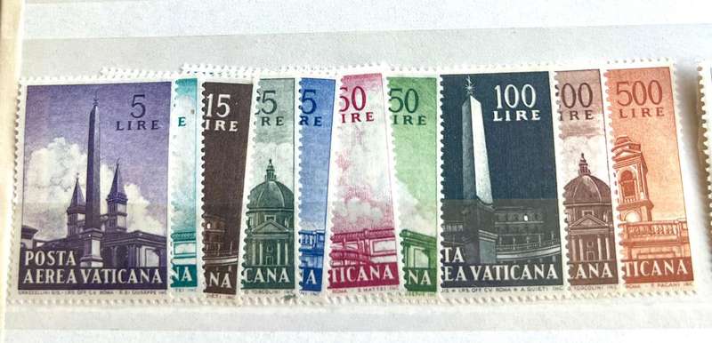 Vatican City -- year 1959 unmounted complete set of 10---Airmail   ---bid per stamp