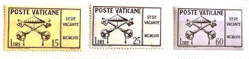 Vatican City -- year 1958 Unmounted complete set of 3 --Vacant seat ---bid per stamp