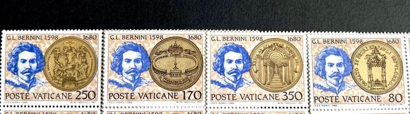 Vatican City -- year 1980- MNH- unmounted  Mint complete set of 4---Bernini ---bid per stamp