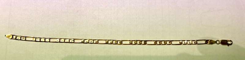 9K/ 9 carat solid Gold, Imported Figaro link 4.3 mm. gents  bracelet  ---cm 21 long