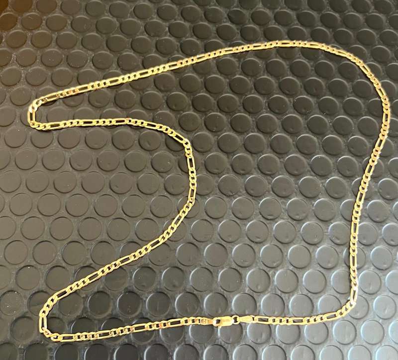9K -- 9 carat solid Gold - Figaro  link Necklace 55 cm. long- 3.0 mm wide