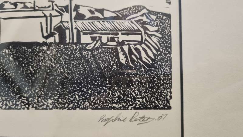 Sophie Peters. ORIGINAL LINOCUT. Oukip ( Okiep ) Is Bankrot. Hand signed and numbered 2/12.