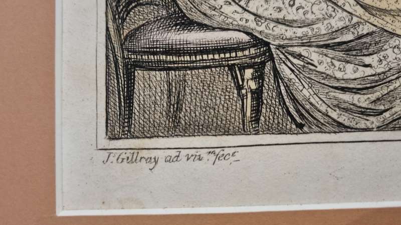 1796 copperplate engraving with hand colour. James Gillray. Two-Penny Whist. Caricature, card game.