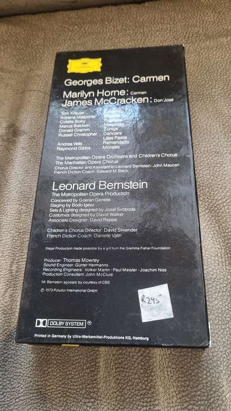 Carmen by Bizet with Leonard Bernstein and Metropolitan Opera, Marilyn Horne.  DG 3 Tape Box Set !