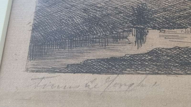 Tinus de Jongh Signed Etching. WORCESTER DAM. Very Rare!!