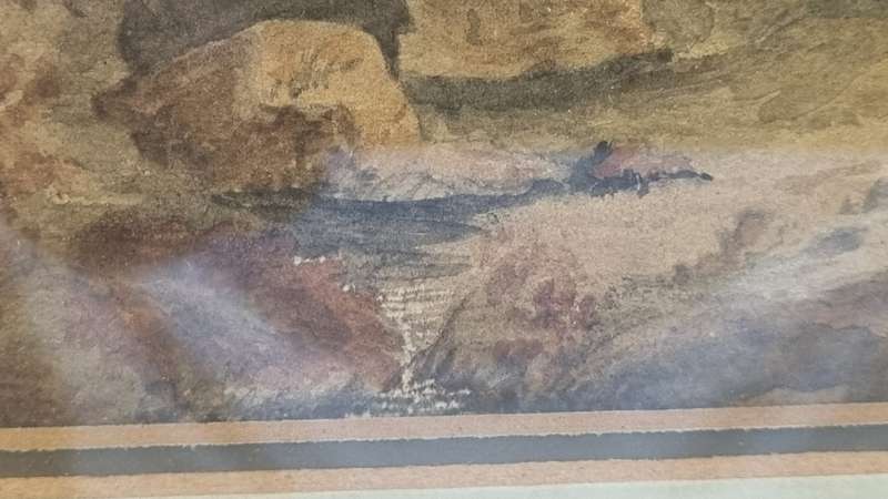 A pair of original c. 1800 English Watercolours. Abbey Ruins and Forest Road with Peasant Figures.