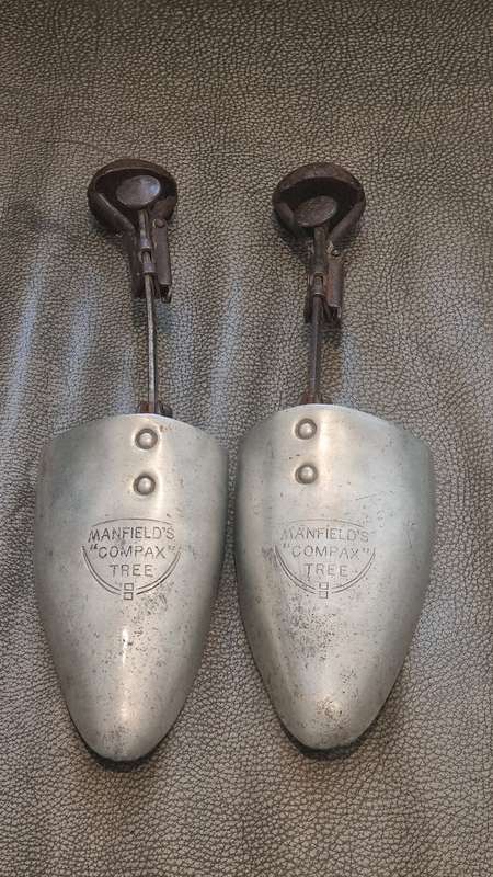 Manfield's "Compax" Shoe Tree Pair. Solid metal. Working. pre 1950.
