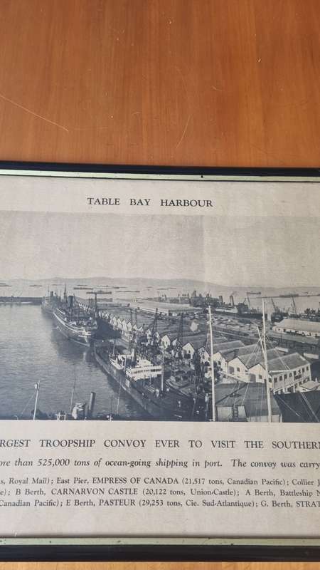 Table Bay Harbour Showing the Largest Troopship Convoy Ever to Visit the Southern Hemisphere. 1941.