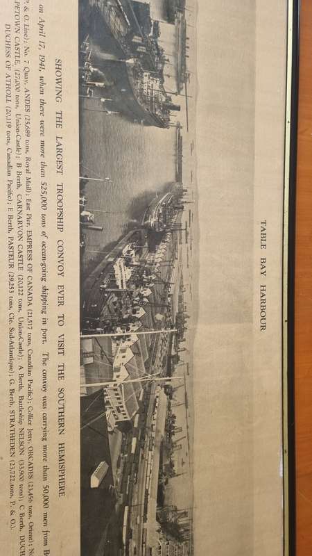 Table Bay Harbour Showing the Largest Troopship Convoy Ever to Visit the Southern Hemisphere. 1941.