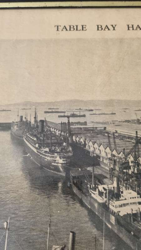 Table Bay Harbour Showing the Largest Troopship Convoy Ever to Visit the Southern Hemisphere. 1941.
