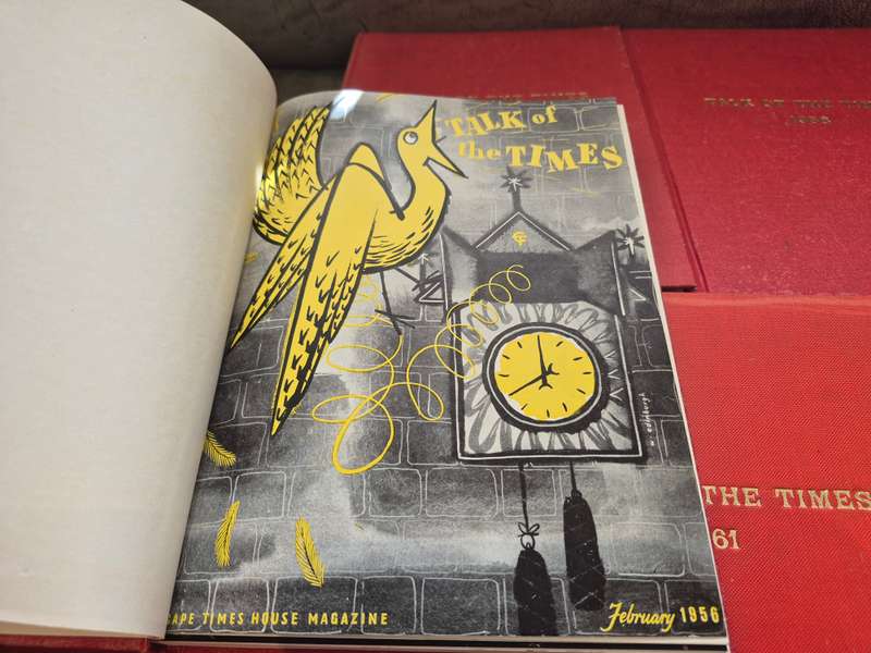 Talk of the Times. 1956 to 1962. In house magazine of the Cape Times. Run of 7 red cloth hardbacks!!