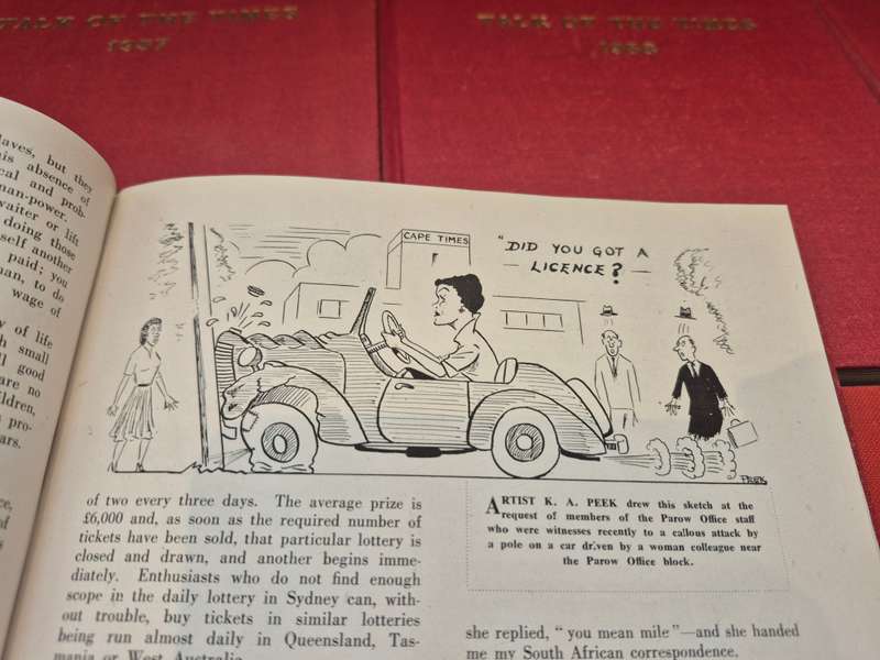 Talk of the Times. 1956 to 1962. In house magazine of the Cape Times. Run of 7 red cloth hardbacks!!