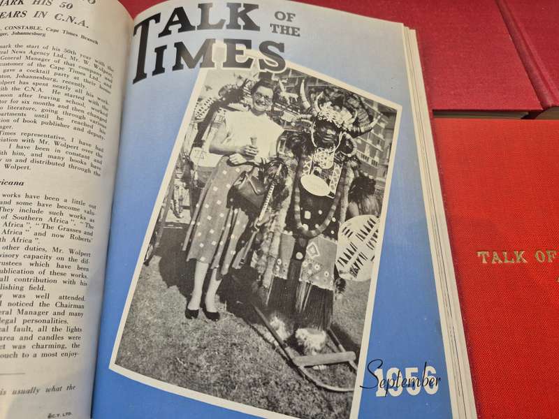Talk of the Times. 1956 to 1962. In house magazine of the Cape Times. Run of 7 red cloth hardbacks!!