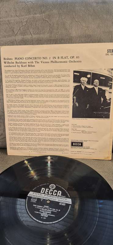 Wilhelm Backhaus Brahms Piano Concerto No. 2 on Decca SXL6322 LP Wide Band 2nd Ed. English Press