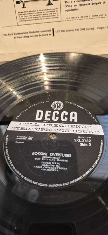 Rossini Overtures. Peter Maag and Paris Conservatoire Orchestra. SXL 2182. Wide Band. LP.