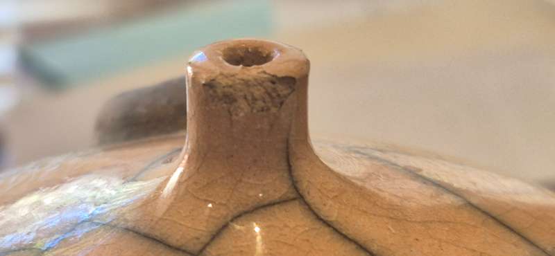 Douglas Lentsa. Hand Signed Ceramic Vase with Small Opening. 4 Ceramic Face Portraits!!!