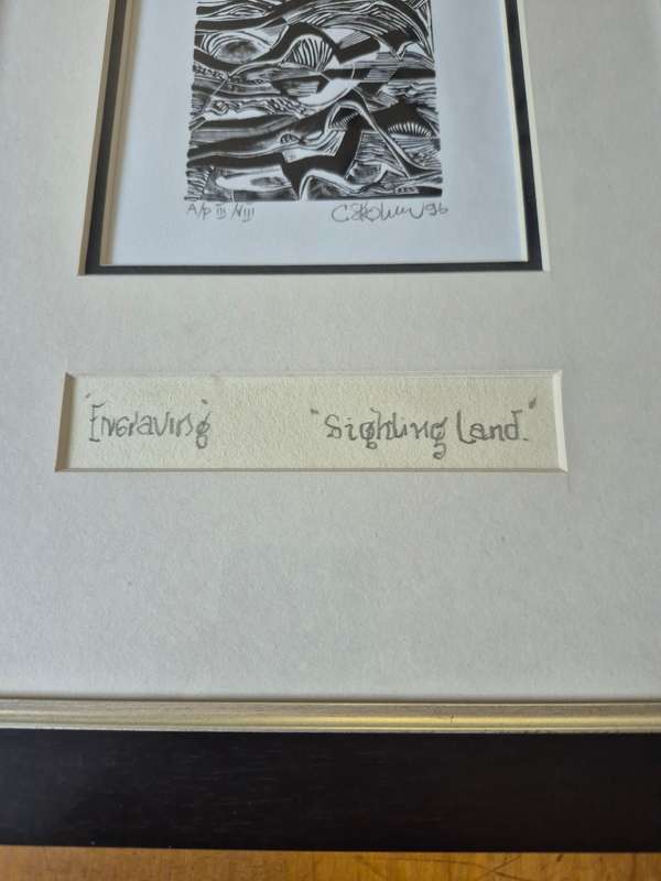 Cecil Skotnes Wood Engraving "Sighting Land". Artist Proof 3/8! HAND SIGNED AND INSCRIBED!  Framed.