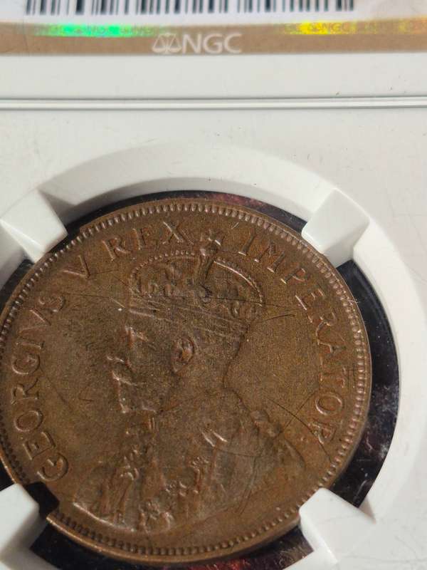 1934 Penny 1d AU50BN Slabbed.