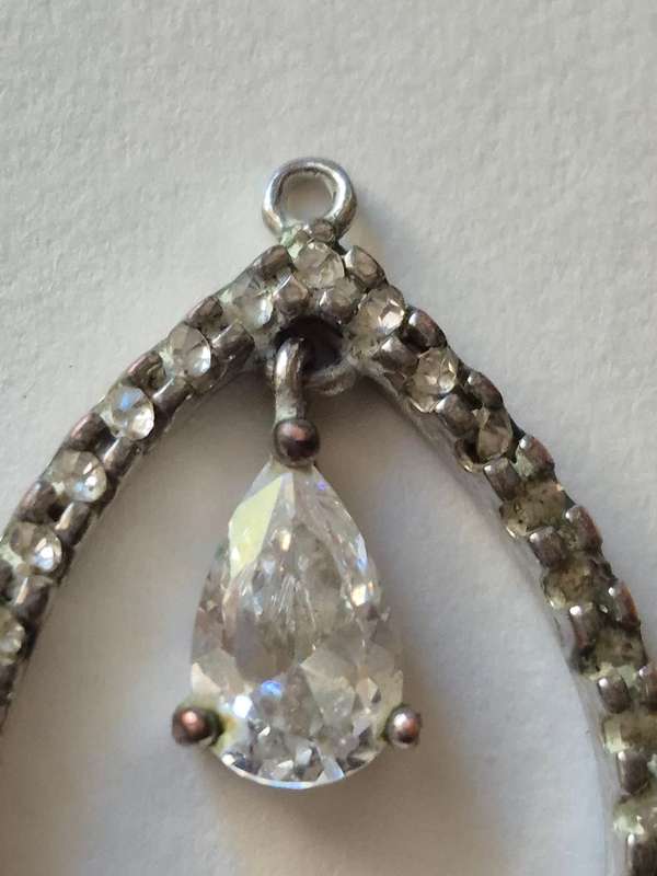 Single Teardrop Pendant or Charm with double teardrop design. Stunning!. Marked SU CH.