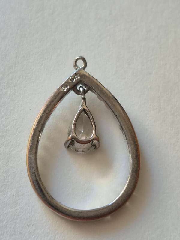 Single Teardrop Pendant or Charm with double teardrop design. Stunning!. Marked SU CH.