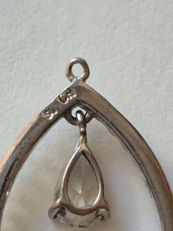 Single Teardrop Pendant or Charm with double teardrop design. Stunning!. Marked SU CH.