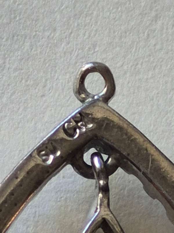 Single Teardrop Pendant or Charm with double teardrop design. Stunning!. Marked SU CH.