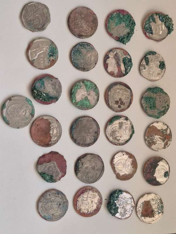 Highly Corroded South African Coins x 55.  Some Green. As found on beaches.