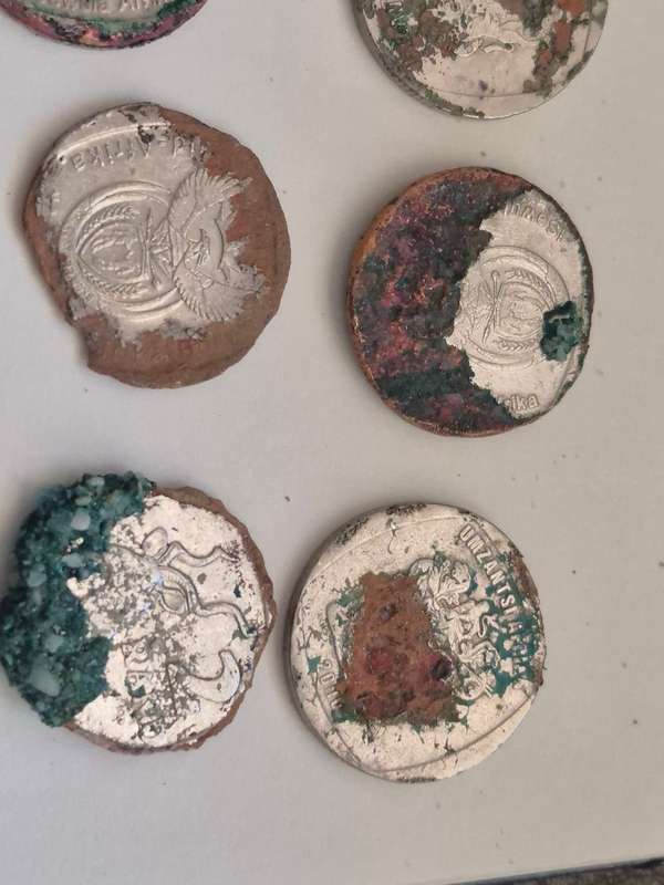 Highly Corroded South African Coins x 55.  Some Green. As found on beaches.