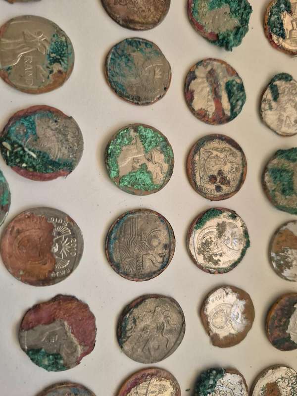 Highly Corroded South African Coins x 55.  Some Green. As found on beaches.