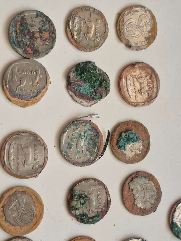 Highly Corroded South African Coins x 55.  Some Green. As found on beaches.