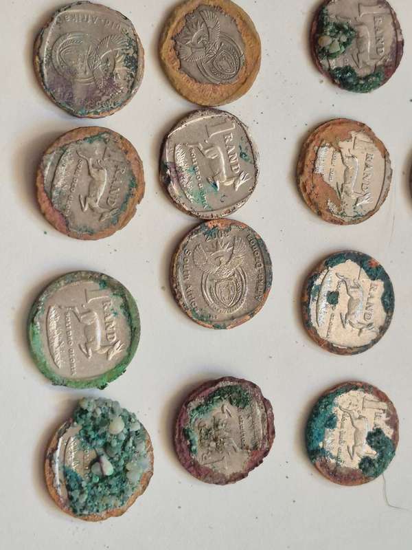 Highly Corroded South African Coins x 55.  Some Green. As found on beaches.