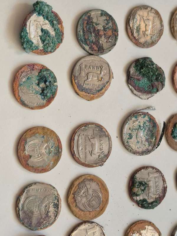 Highly Corroded South African Coins x 55.  Some Green. As found on beaches.