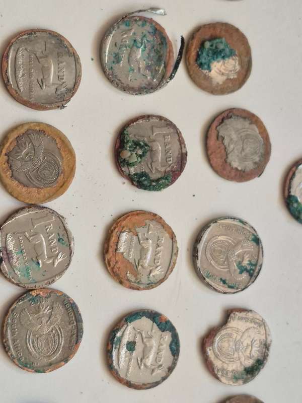 Highly Corroded South African Coins x 55.  Some Green. As found on beaches.