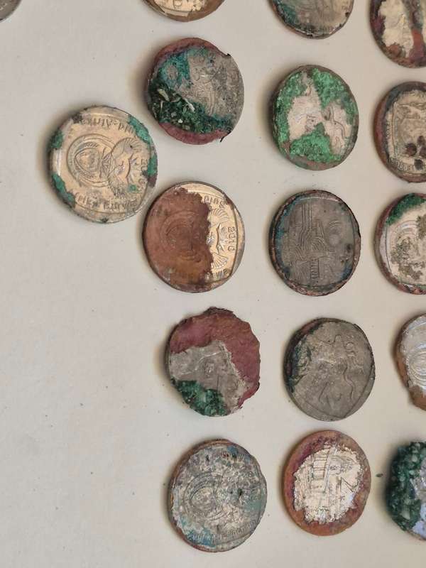 Highly Corroded South African Coins x 55.  Some Green. As found on beaches.