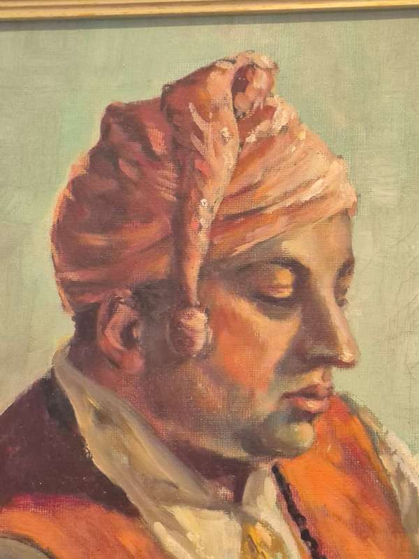 Sheila Walton. Italian Mandolin Player.  Traditional Sicilian . Original Oil Painting. Dated 1950.
