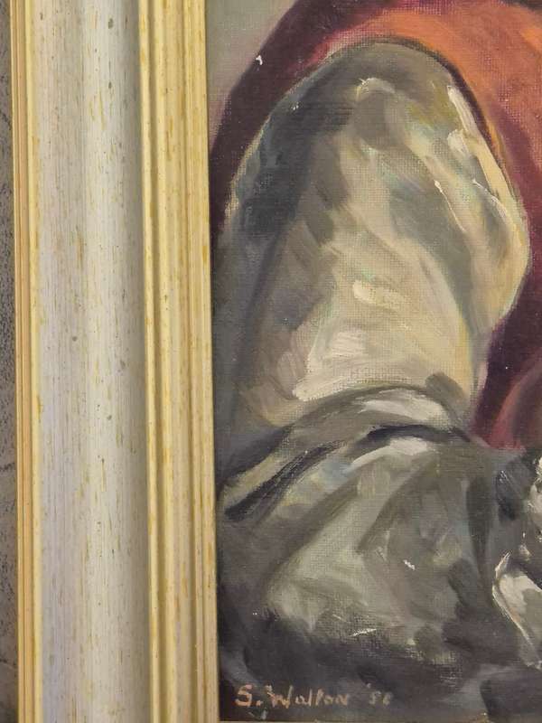 Sheila Walton. Italian Mandolin Player.  Traditional Sicilian . Original Oil Painting. Dated 1950.