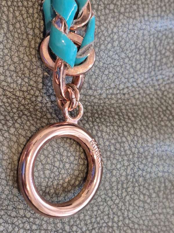 Mimco Australian Brand BRAND NEW Necklace and Bracelet Set. Rose Gold Tone and Green Patent Leather.