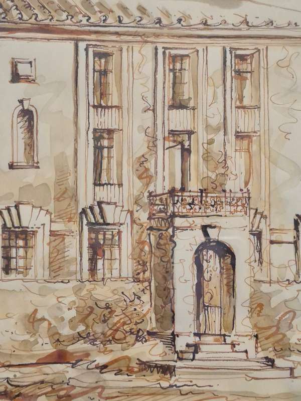 Desiree Picton-Seymour (1923-1991) . ORIGINAL pen ink and wash drawing of Zoology Building, UCT