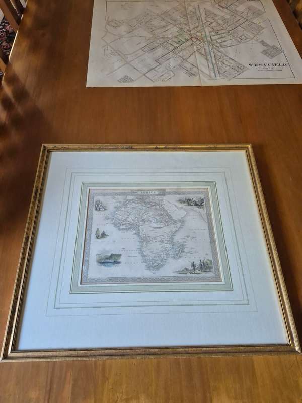 ORIGINAL HAND COLOURED 1851 AFRICA MAP by John Rapkin (1815 to 1876). With Vignette Illustrations.