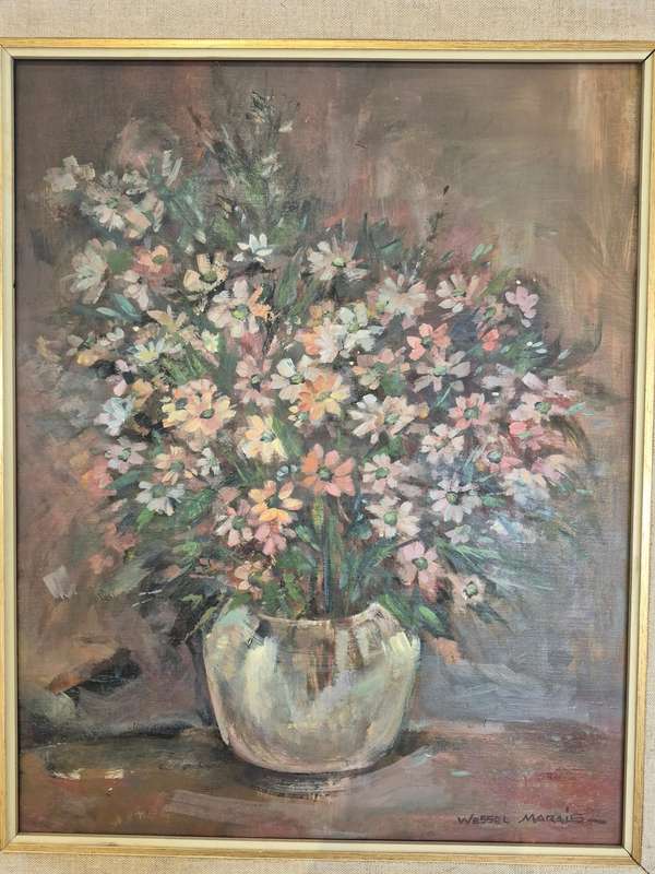 Wessel Marais. Transvaal Cosmos. Original Oil. Framed.