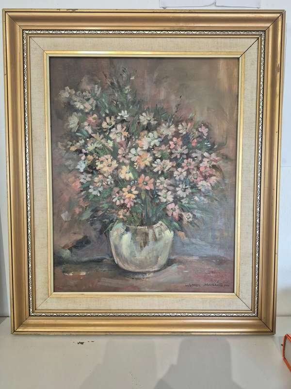 Wessel Marais. Transvaal Cosmos. Original Oil. Framed.
