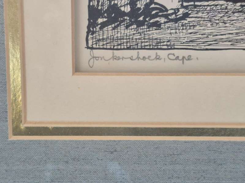 Walter Battiss HAND SIGNED AND TITLED Jonkershoek, Cape. Framed. SCARCE!