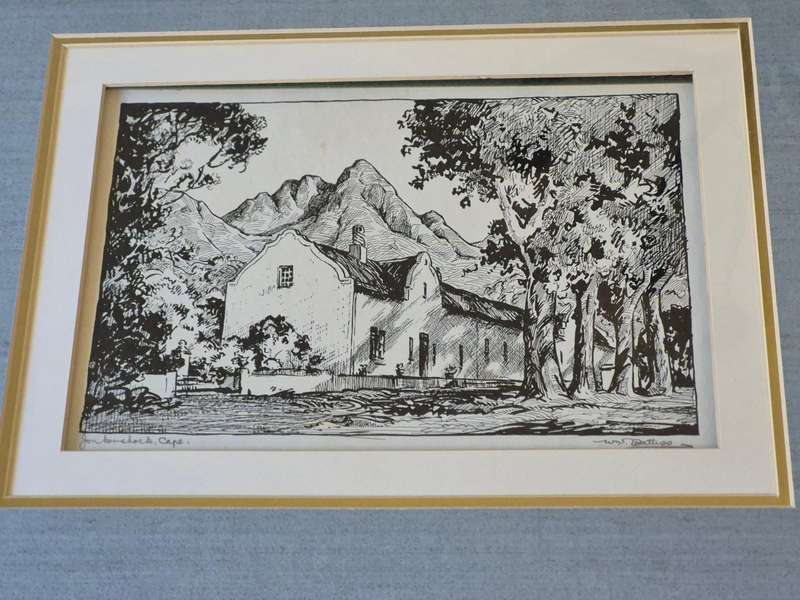 Walter Battiss HAND SIGNED AND TITLED Jonkershoek, Cape. Framed. SCARCE!