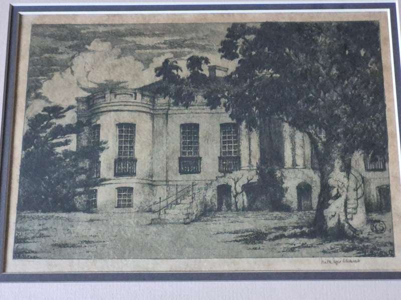 Nita Spilhaus. RARE Hand signed etching of the 1825 Worcester Drostdy with Trees. Framed by Infinart