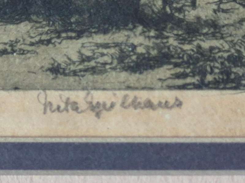 Nita Spilhaus. RARE Hand signed etching of the 1825 Worcester Drostdy with Trees. Framed by Infinart