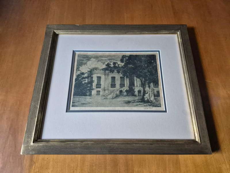 Nita Spilhaus. RARE Hand signed etching of the 1825 Worcester Drostdy with Trees. Framed by Infinart