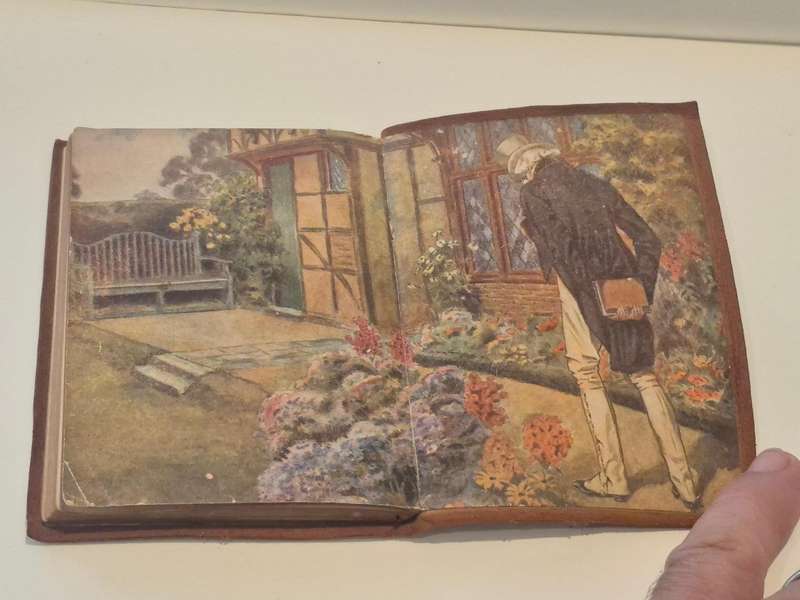 Old Christmas. by Irving. Illustrated by Charles Pears. FULL SUEDE LEATHER MINIATURE BOOK