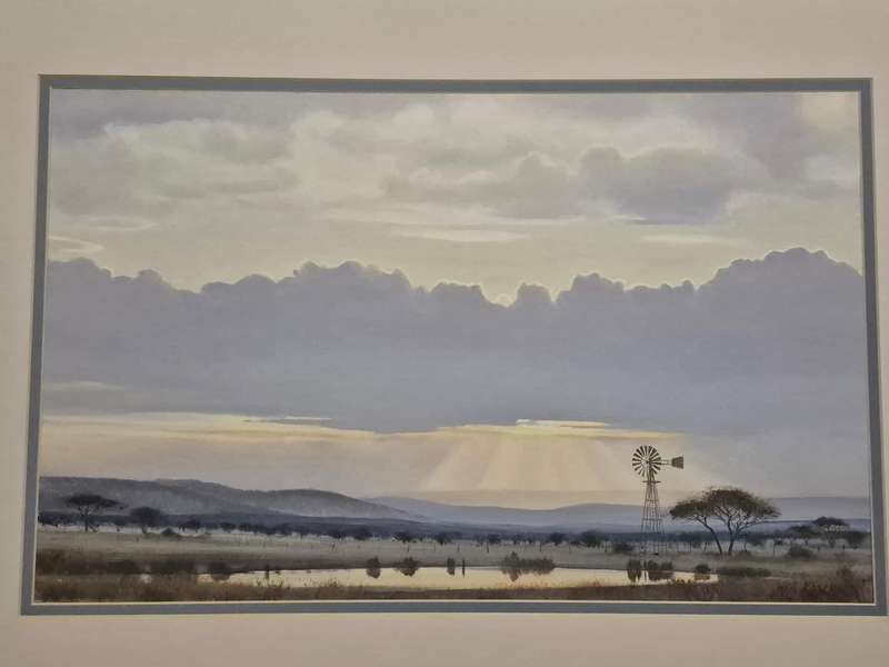 Wim Kosch. After the Storm. South African Rural Scene with Windmill. Original Painting.  Framed!