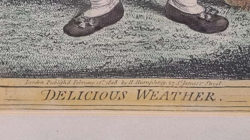 Delicious Weather. Original Hand Coloured copper plate etching. Gillray, James ( 1757-1815 )