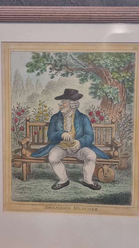 Delicious Weather. Original Hand Coloured copper plate etching. Gillray, James ( 1757-1815 )